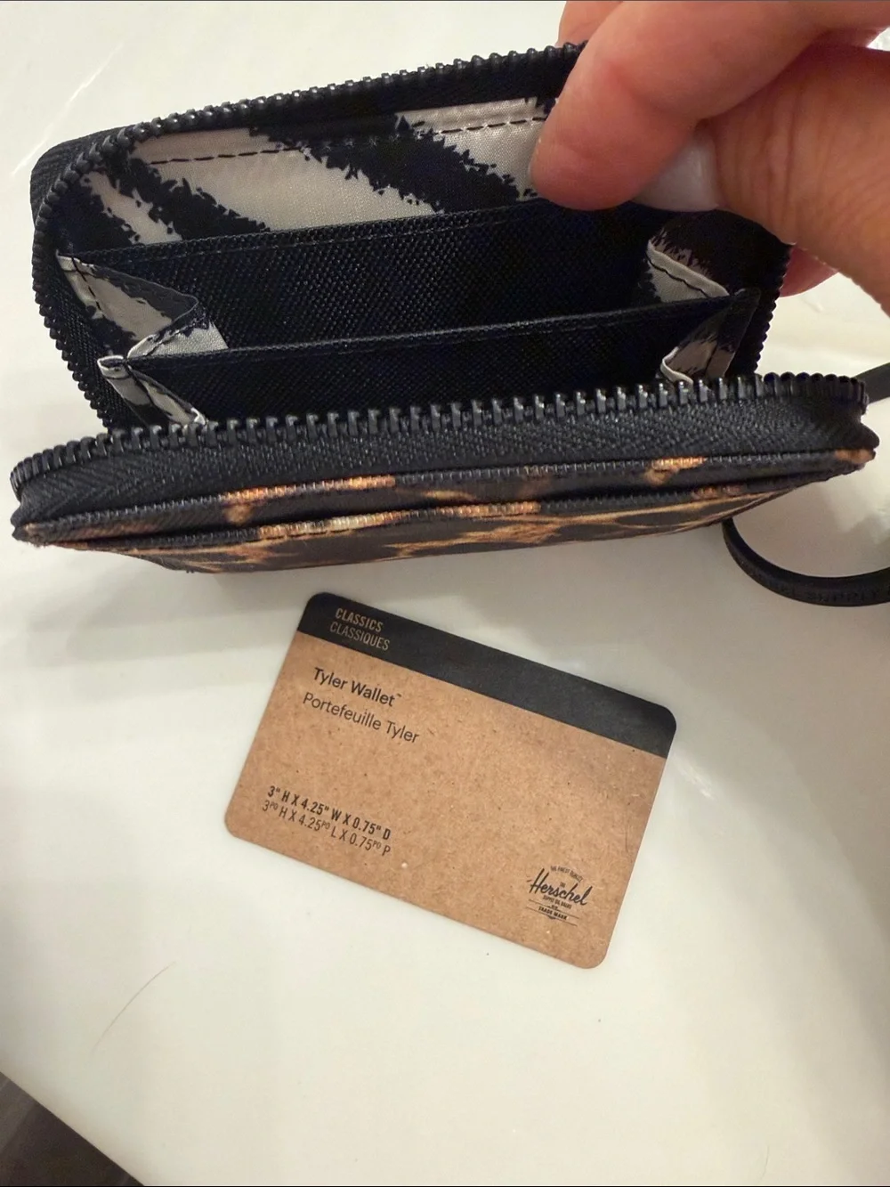 Herschel Supply Company Leopard Print Zip Wallet - Black and Brown Tan